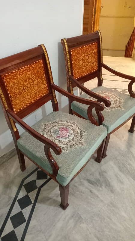 Coffee Chair / Room Chair / Wood Cushioned Chair 2