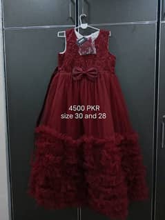 Maroon color net Frocks