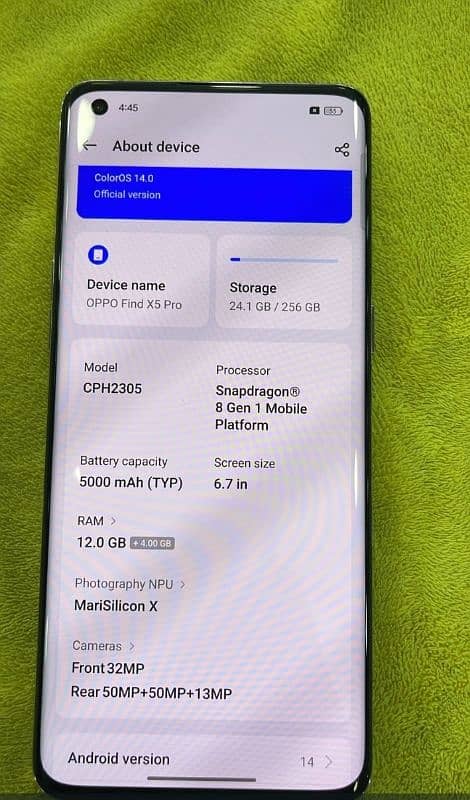 oppo find x5pro 12/256gb NON PTA original phone 1