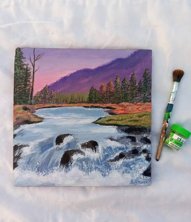 Handmade Painting of Mountainous Waterscape 1