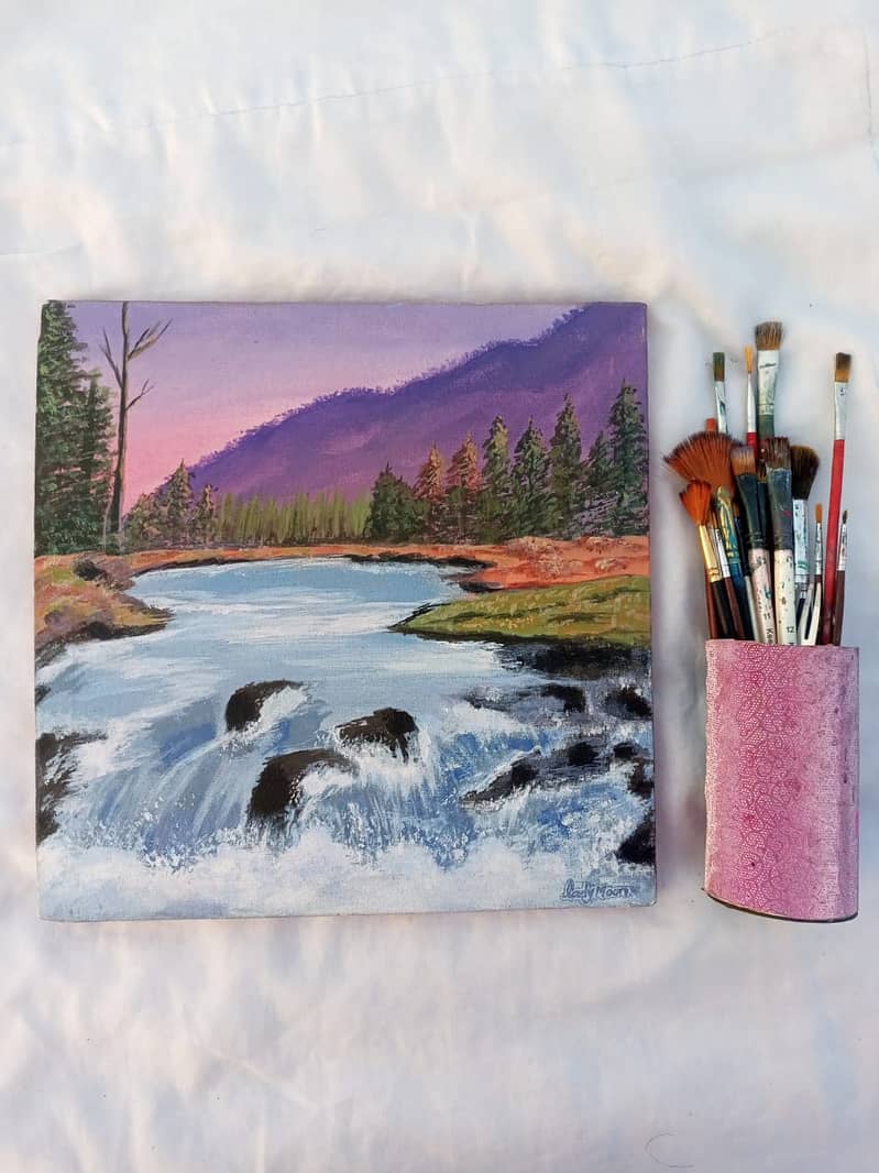 Handmade Painting of Mountainous Waterscape 2