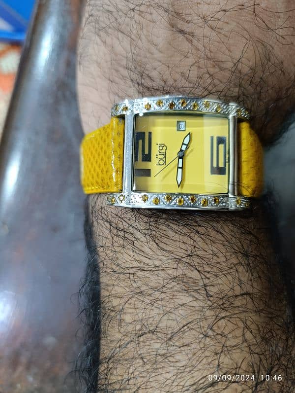 Original Burgi Yellow Watch American Brand Swiss Machine in 10000 only 1