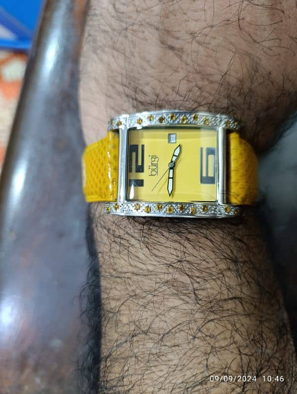 Original Burgi Yellow Watch American Brand Swiss Machine in 10000 only 2