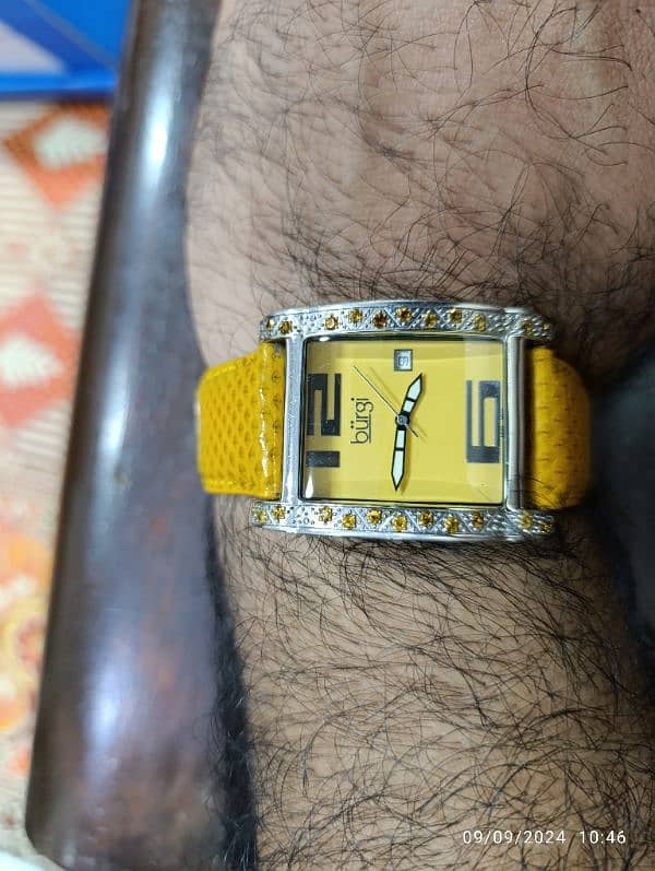 Original Burgi Yellow Watch American Brand Swiss Machine in 10000 only 3