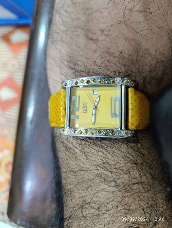 Original Burgi Yellow Watch American Brand Swiss Machine in 10000 only 6