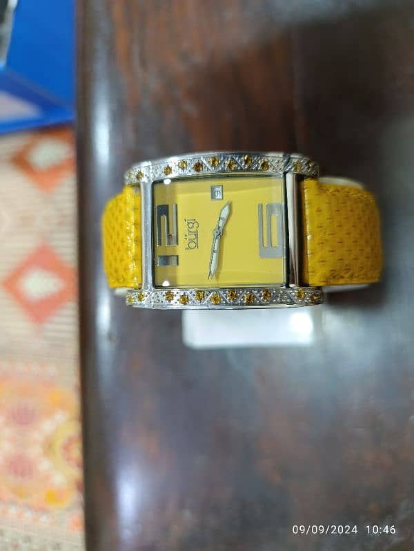 Original Burgi Yellow Watch American Brand Swiss Machine in 10000 only 7