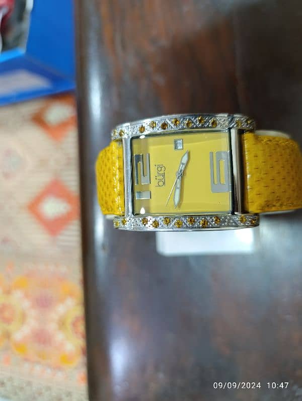 Original Burgi Yellow Watch American Brand Swiss Machine in 10000 only 8