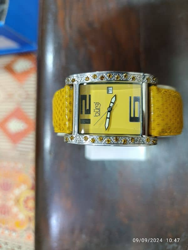 Original Burgi Yellow Watch American Brand Swiss Machine in 10000 only 10