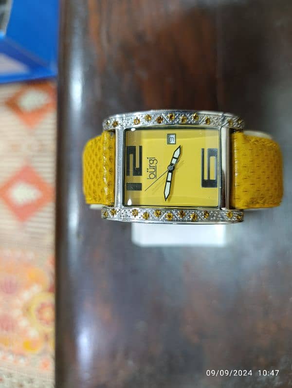 Original Burgi Yellow Watch American Brand Swiss Machine in 10000 only 11