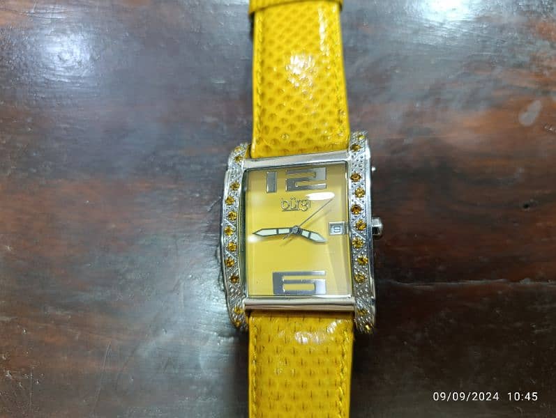 Original Burgi Yellow Watch American Brand Swiss Machine in 10000 only 17