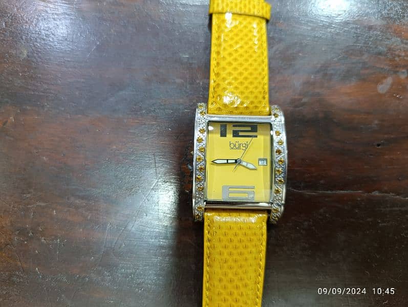 Original Burgi Yellow Watch American Brand Swiss Machine in 10000 only 19