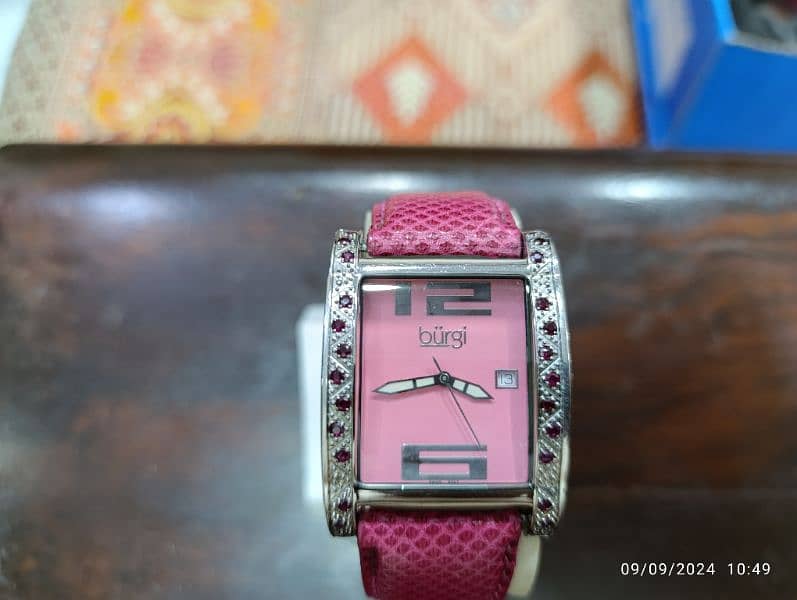 Original Burgi Pink Watch American Brand Swiss Machine in 10000 only 1