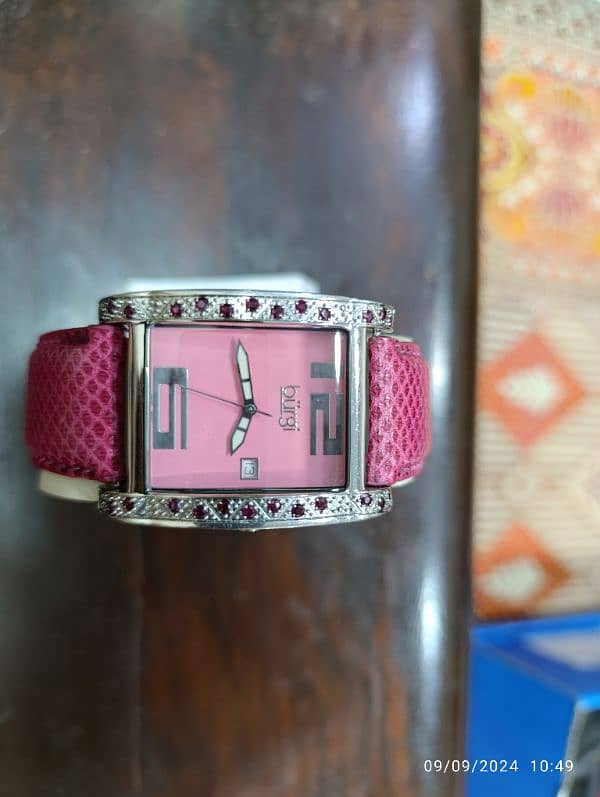 Original Burgi Pink Watch American Brand Swiss Machine in 10000 only 2