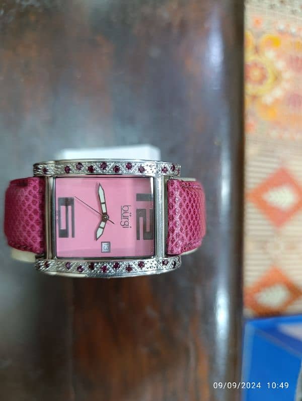 Original Burgi Pink Watch American Brand Swiss Machine in 10000 only 3