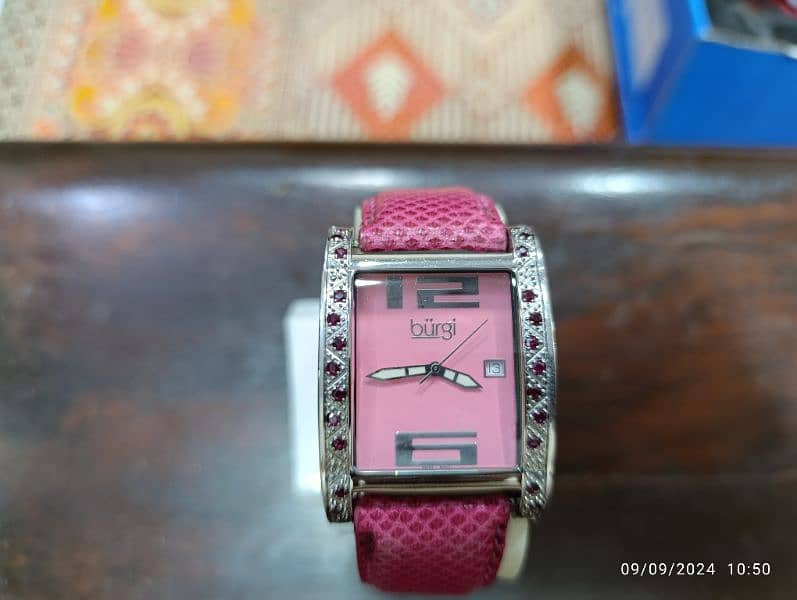 Original Burgi Pink Watch American Brand Swiss Machine in 10000 only 5