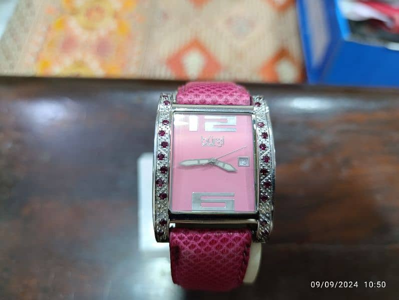 Original Burgi Pink Watch American Brand Swiss Machine in 10000 only 6