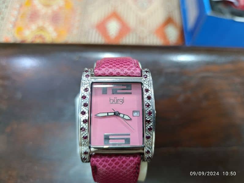 Original Burgi Pink Watch American Brand Swiss Machine in 10000 only 8