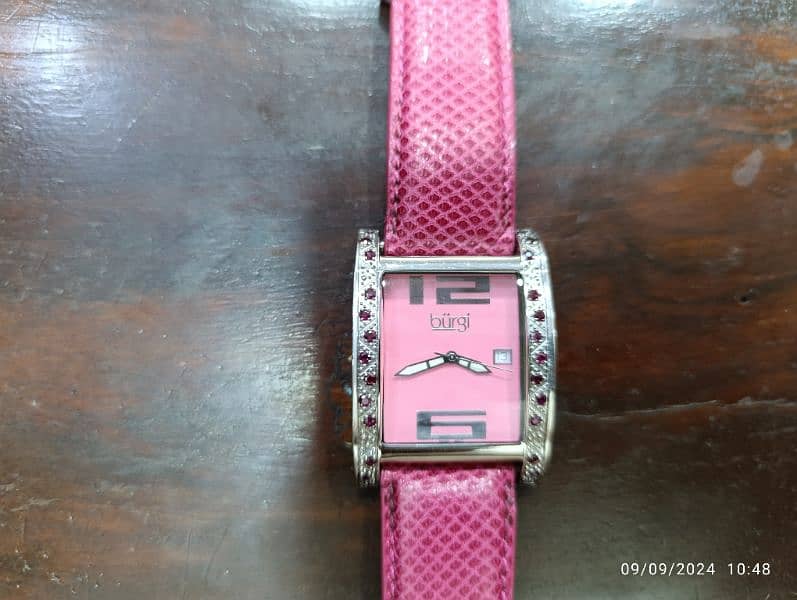 Original Burgi Pink Watch American Brand Swiss Machine in 10000 only 15