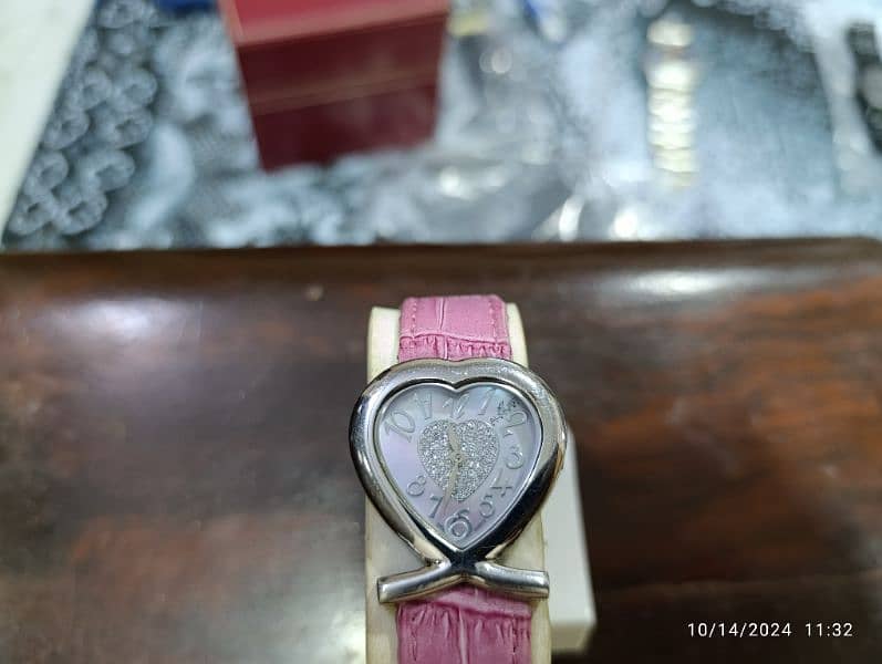 August Swiss Quartz Pink Heart Watch in 6500 only 1