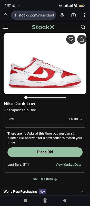 Original Nike Dunk Low Championship Red sneakers / shoes(size: EUR 44) 1