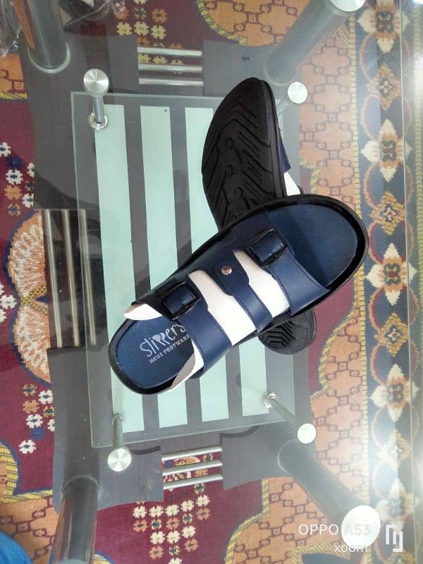 LEATHER slipper blue and black 10