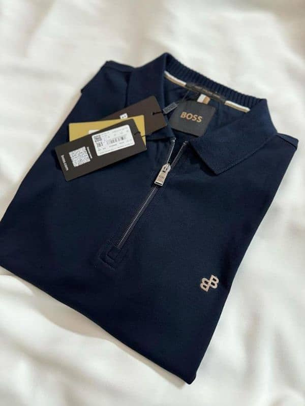 Original Boss - Men's casual navy cotton Polo shirt (branded) 1