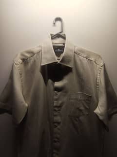 Men's khaki semi formal cotton shirt