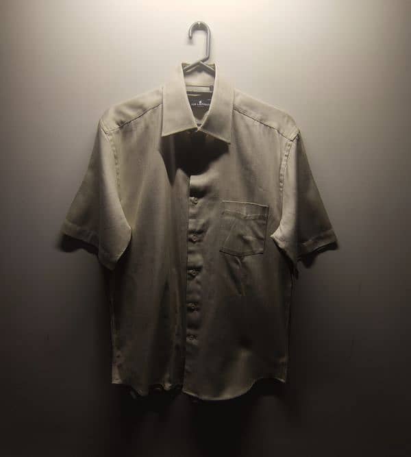 Men's khaki semi formal cotton shirt 1