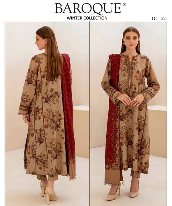 3pc khaddar/3 pcs woman unstitched khaddar/Khaddar Suit 2