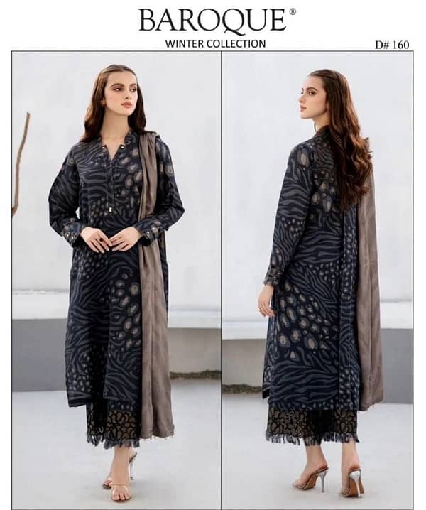 3pc khaddar/3 pcs woman unstitched khaddar/Khaddar Suit 5