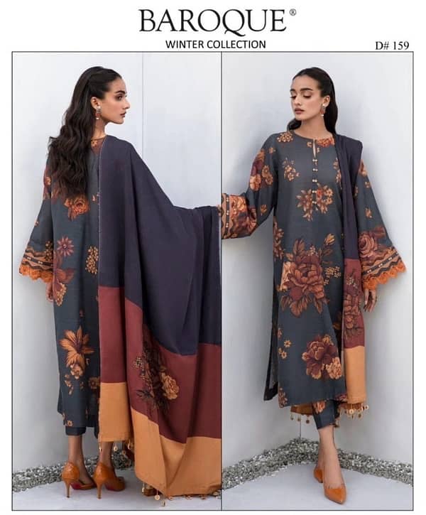 3pc khaddar/3 pcs woman unstitched khaddar/Khaddar Suit 6