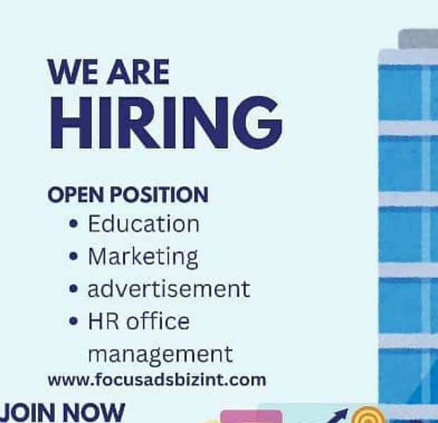 hiring staff for Marketing advertisement&office management 0