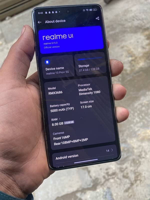 Realme 10 Pro plus 5G 8+8/128 dual sim 7