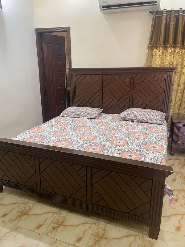 Selling king size bed with side table & mattress 2