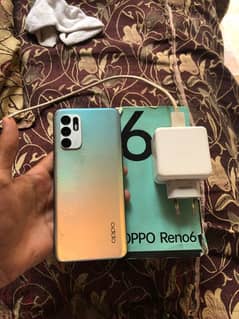 Oppo reno 6 with original box charger 8/128  30 mint full charge