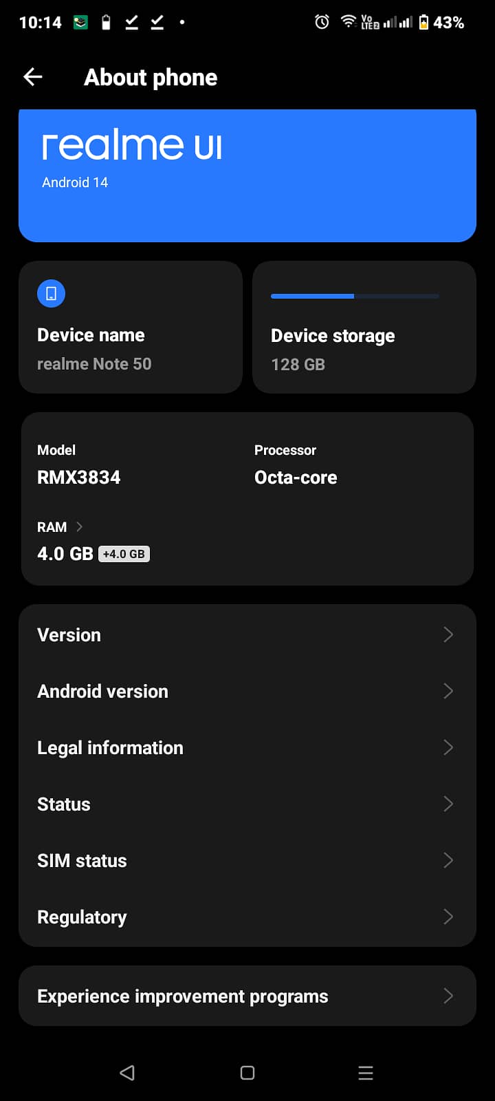 Realme Note 50 ( 4+4/128 ) 6