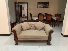 7 seater sofa with two side tables and center table for Sale