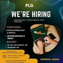 PGL CSR/HR HIRING are on going