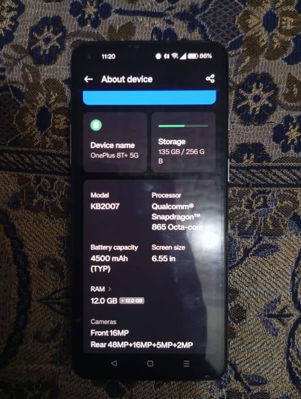 OnePlus 8t 12/256 12gb extended Ram 5