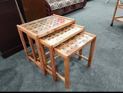 beach wood nesting tables set