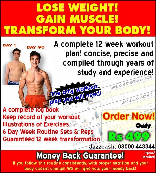 COMPLETE 12 WEEK WORKOUT PLAN, TO REDUCE WEIGHT AND INCREASE MUSCLE 0