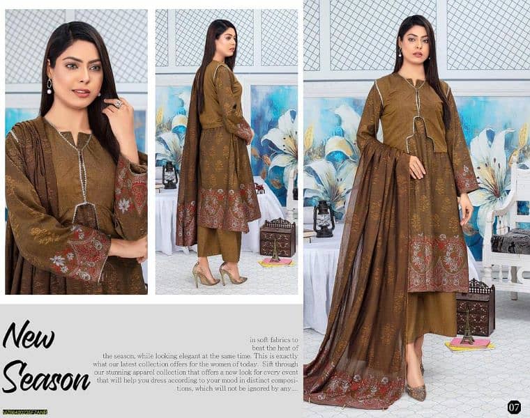 Fiza Noor Aaira- 3Pc Unstitched Jacquard Lawn Suit 2