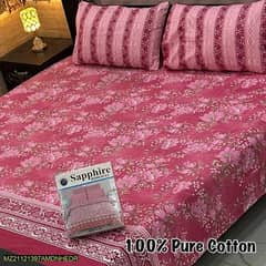 3 pcs cotton printed double bedsheet