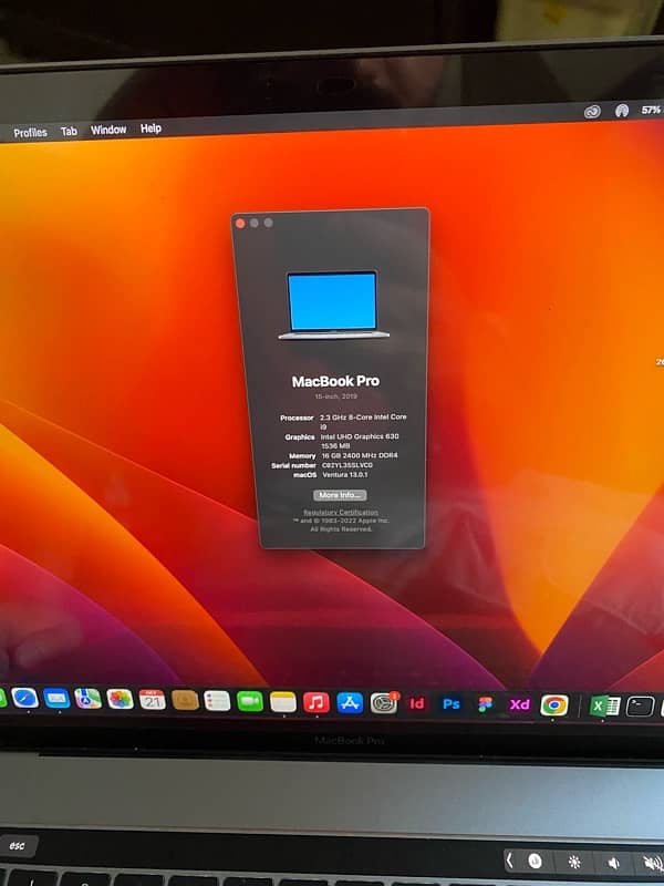 MacBook Pro 2019 15’ Display 16GB Ram i9 3