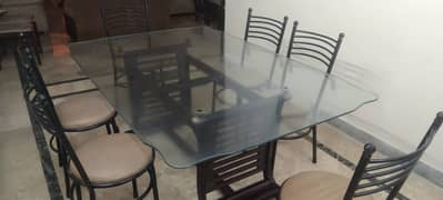 Dinning Table with 6 Metal Chairs 0