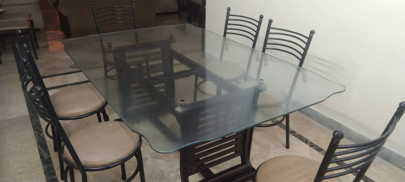 Dinning Table with 6 Metal Chairs 0