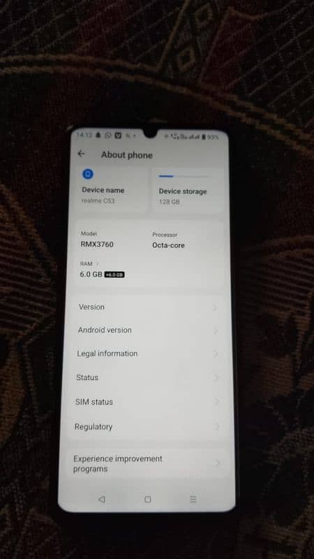 Realme C53 6gb 128gb in warranty 4