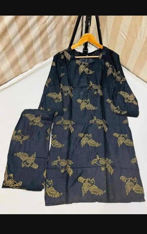 2 Pcs Women's Stitched Linen Printed Suit 5