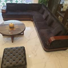 Black L shaped sofa