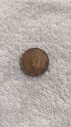 Original One Quarter Anna Indian Coin 1941